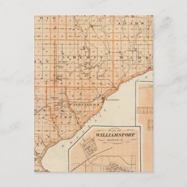 Carte du comté de Warren avec plan du Liban-Ouest (Devant)
