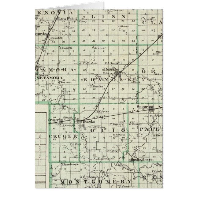 Carte du comté de Woodford, El Paso et Metamora (Devant)