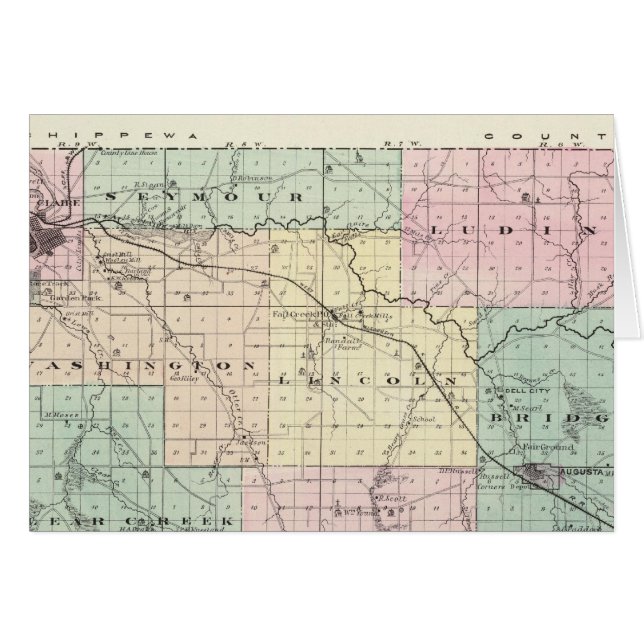 Carte du comté d'Eau Claire, État du Wisconsin (Devant horizontal)