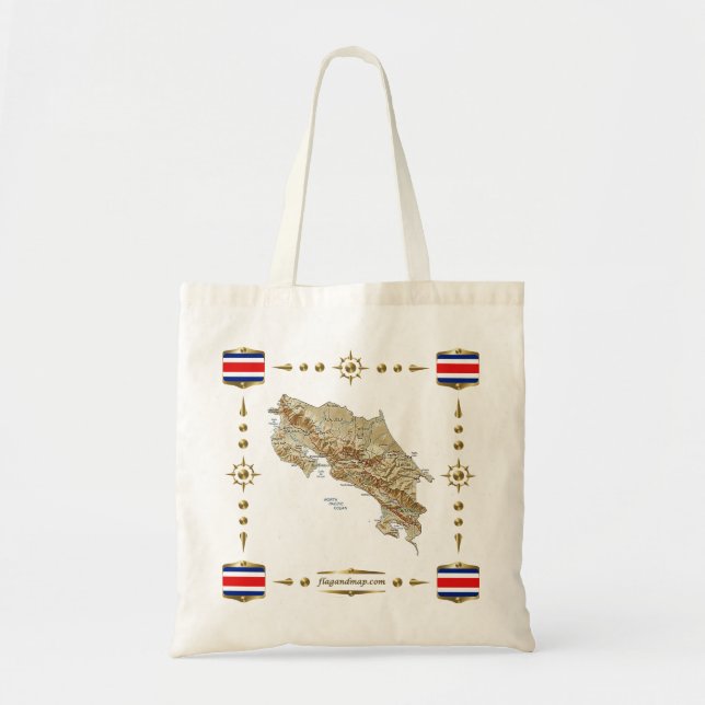 Carte du Costa Rica + Sac de drapeaux (Devant)