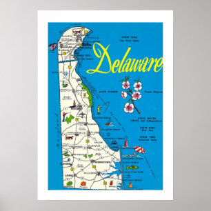 Carte du Delaware Affiche 20x28