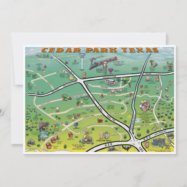 Carte du dessin animé Cedar Park Texas (Devant)