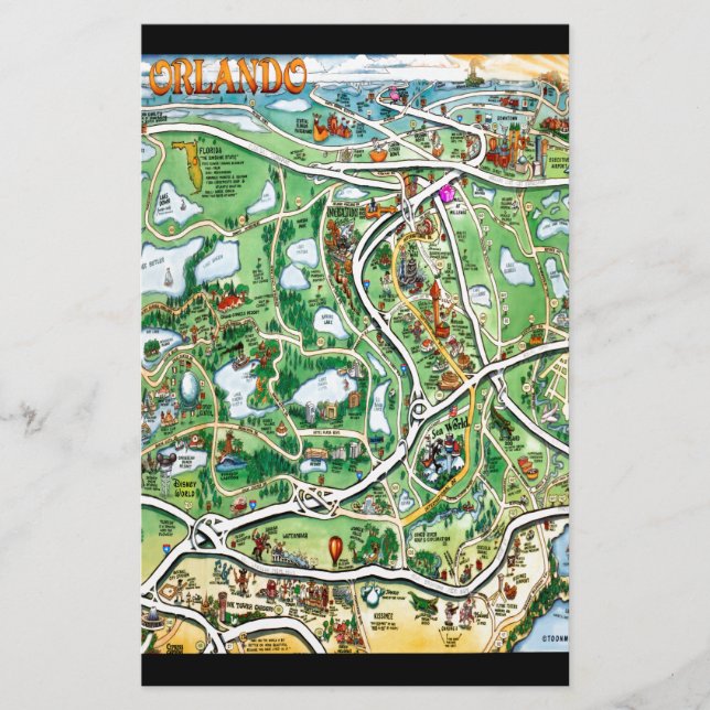 Carte du dessin animé Orlando Florida (Devant)