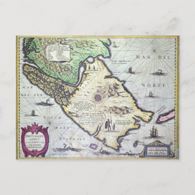 Carte du détroit de Magellan, Patagonie (Devant)