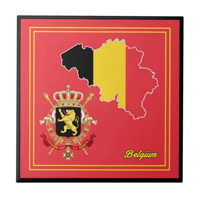 Carte du drapeau de Belgique & Carreaux d'Emblem (Devant)