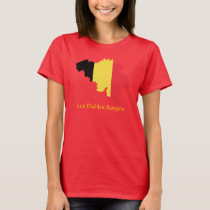 Carte du Drapeau de Belgique T-shirt Les Diables R