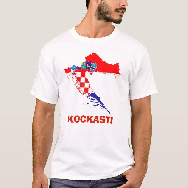 Carte du drapeau de Croatie T-shirt Kockasti (Devant)