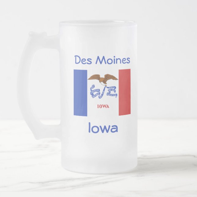 Carte du drapeau de l'Iowa Mug de la ville (Gauche)