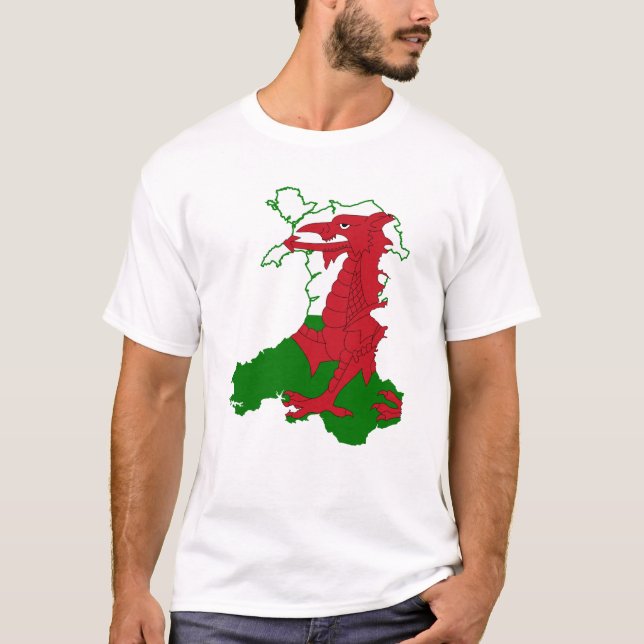 Carte du drapeau du Pays de Galles T-shirt (Devant)