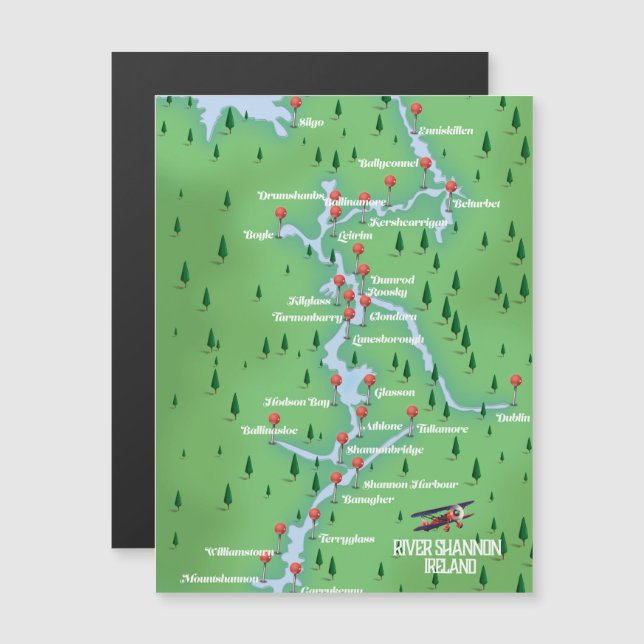 Carte du fleuve Shannon Irlande (Devant / Derrière)