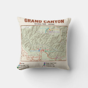 Carte du Grand Canyon National Park sur un Coussin