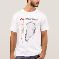 Carte du Groenland + Drapeau + Titre T-shirt