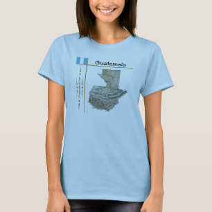 Carte du Guatemala + Drapeau + Titre T-shirt