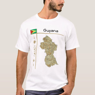 Carte du Guyana + Drapeau + Titre T-shirt