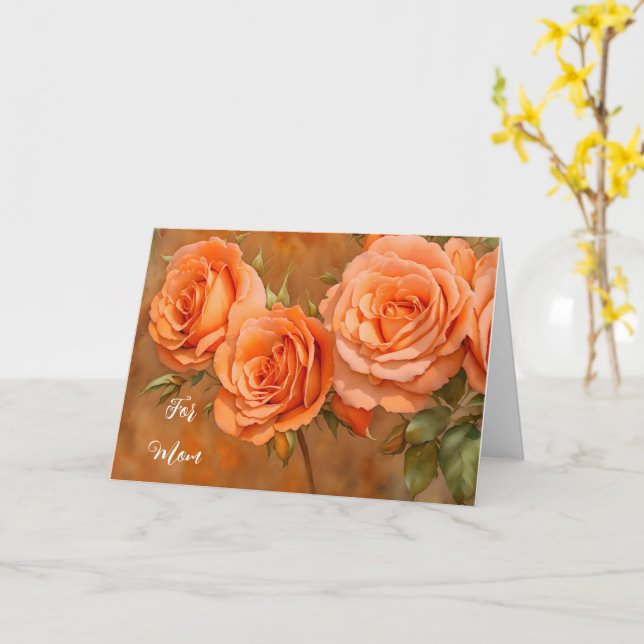 Carte du jour de la fête des mères Orange Roses Ar (Fleur jaune)