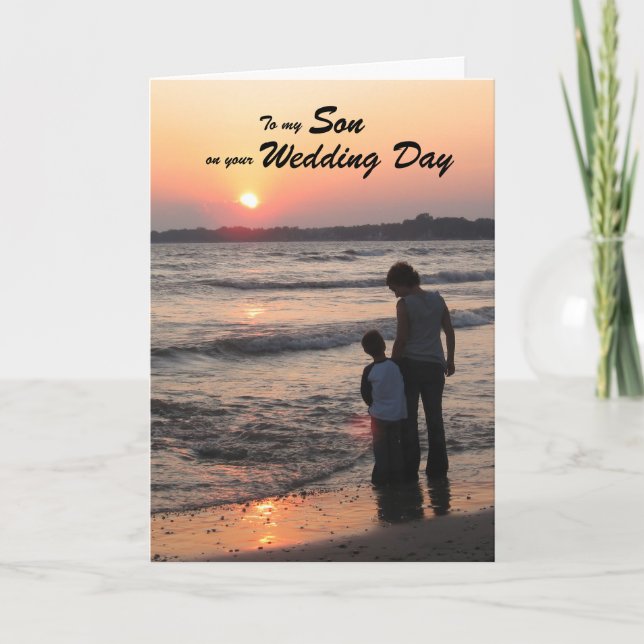 Carte du jour de mariage du fils coucher du soleil (Devant)