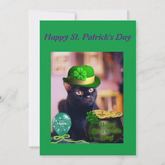 Carte du jour de St Patrick heureux avec le chat