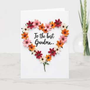 Carte du jour des grands-mères florales en forme d