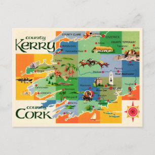 Carte du Kerry et du Cork en Irlande
