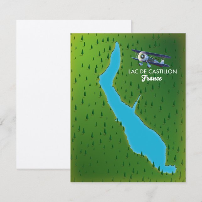 Carte du Lac de Castillon France (Devant / Derrière)