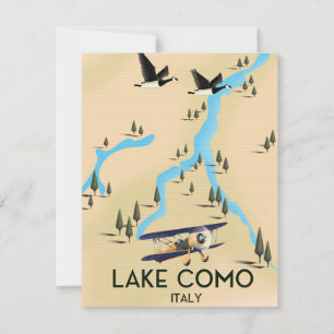 Carte du lac de Côme Italie poster de voyage