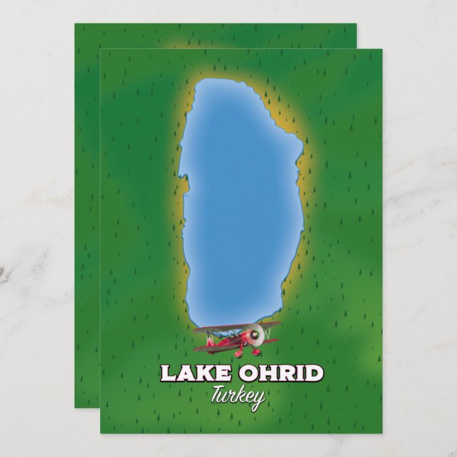 Carte du lac d'Ohrid Turquie (Devant / Derrière)