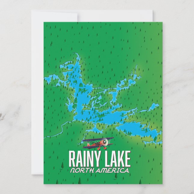 Carte du lac Rainy d'Amérique du Nord (Devant)