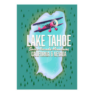 Carte du lac Tahoe poster de voyage