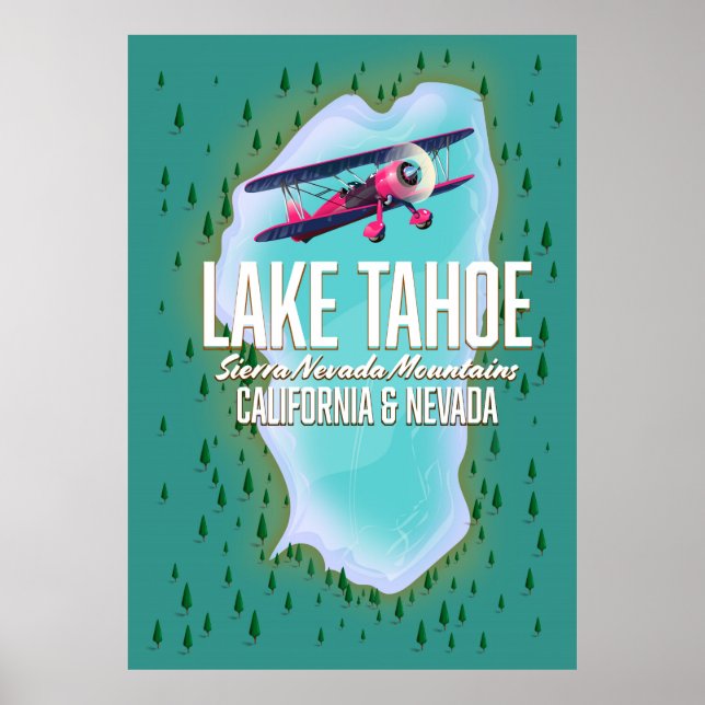 Carte du lac Tahoe poster de voyage (Devant)