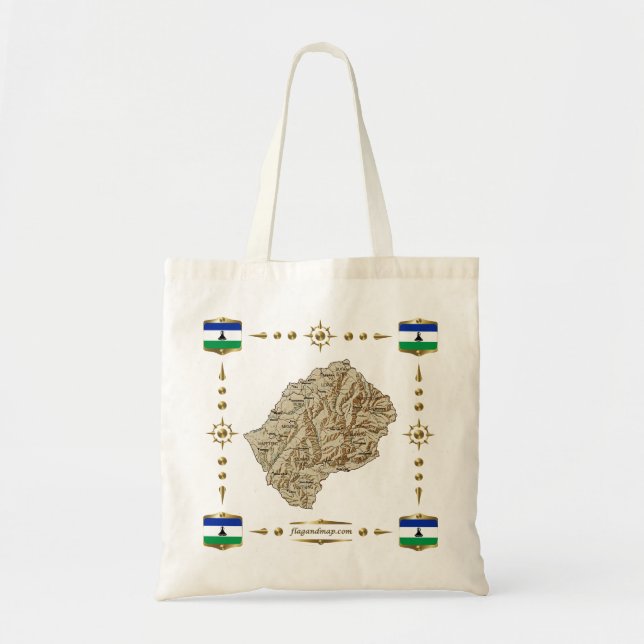 Carte du Lesotho + sac drapeaux (Devant)