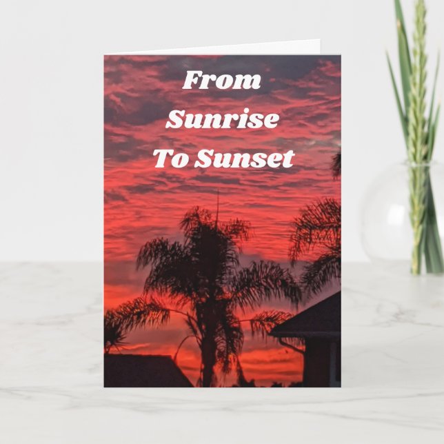 CARTE DU "LEVER AU COUCHER DE SOLEIL" JOLIE ANNIVERSAIRE (Devant)