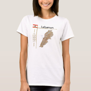 Carte du Liban + Drapeau + Titre T-shirt