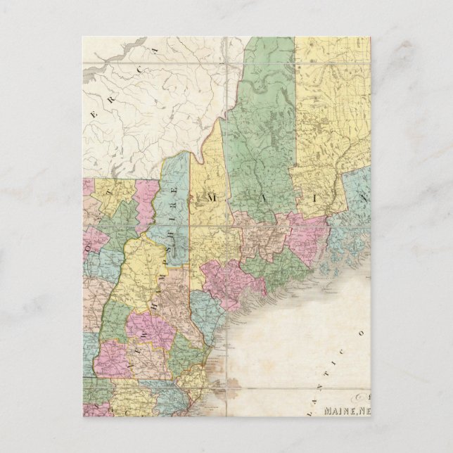 Carte du Maine, New Hampshire, Vermont (Devant)