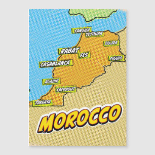 Carte du Maroc illustrée dans le style Pop Art