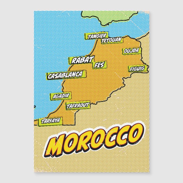 Carte du Maroc illustrée dans le style Pop Art (Devant)