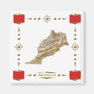 Carte du Maroc + Magnet des drapeaux