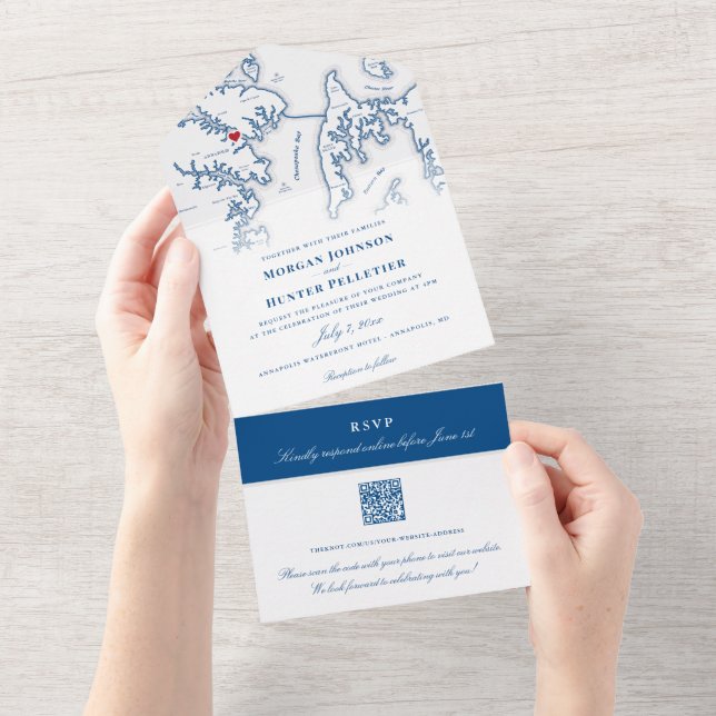 Carte du Maryland d'Annapolis Mariage élégant (Déchirure)