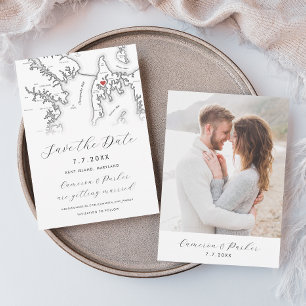 Carte du Maryland de Kent Island Photographie noir