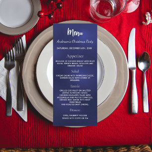 Carte du menu du dîner de Noël bleu