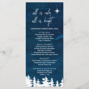 Carte du menu du dîner de Noël de la nuit étoilée