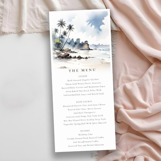 Carte du menu Mariage Coastal Bali Beach Palm Tree (Créateur téléchargé)