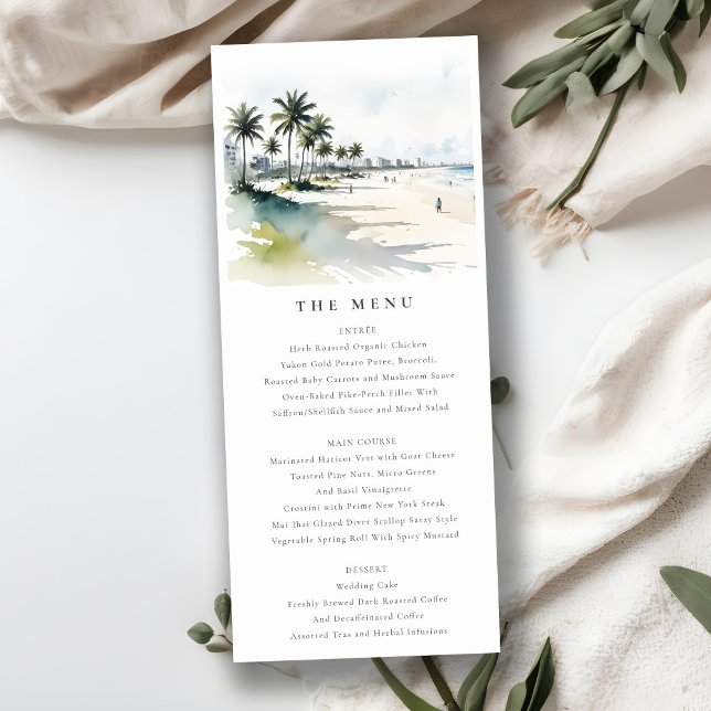 Carte du menu Mariage de la plage de Miami Beach P (Créateur téléchargé)
