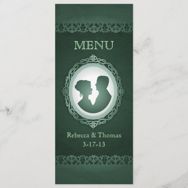 Carte du menu Mariage Irish Green Cameo (Devant)