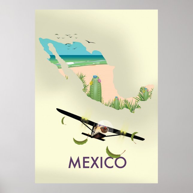 Carte du Mexique poster Voyage (Devant)