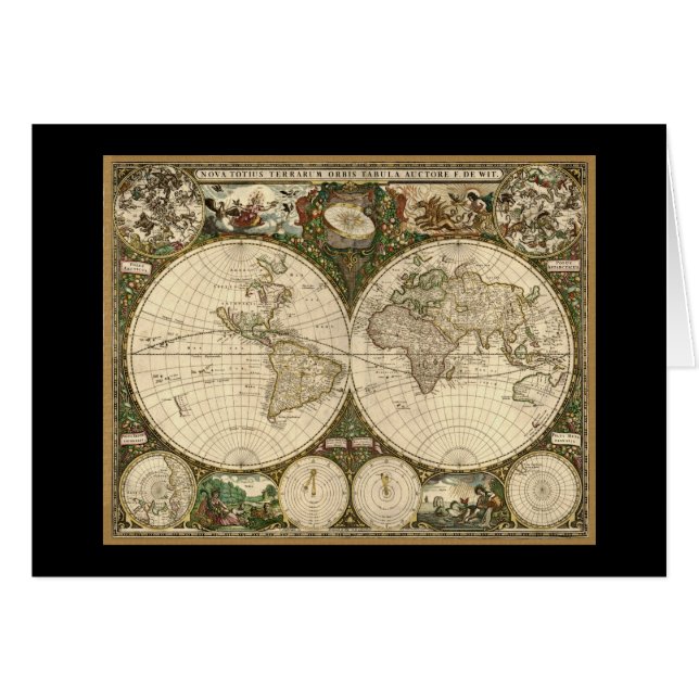 Carte du monde 1660 par Frederick de Wit (Devant horizontal)
