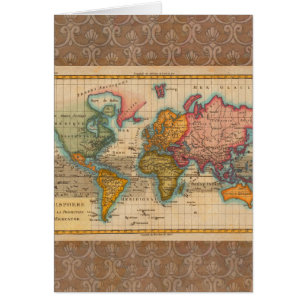 Carte du monde 1700s Antique Continents