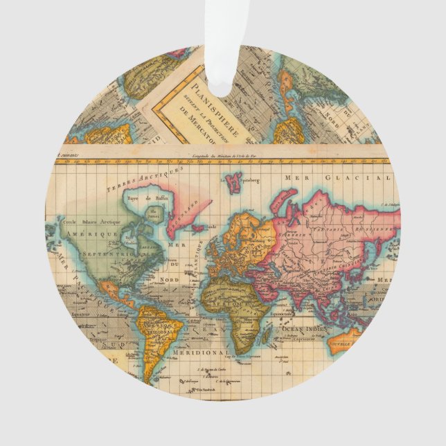 Carte du Monde 1780 Bonne Antique Planisphère  (devant)