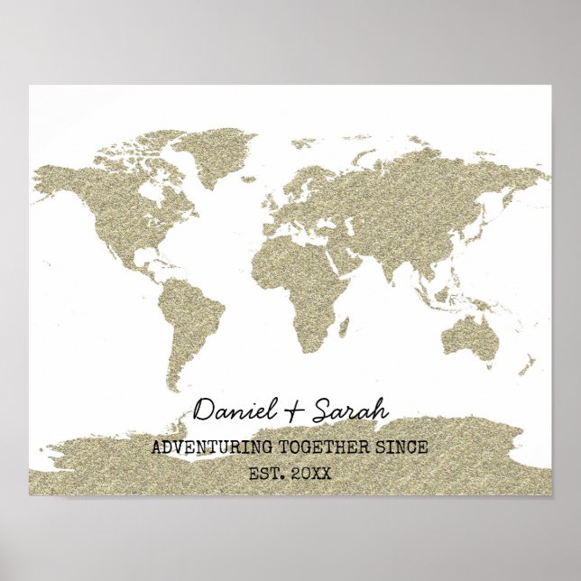 carte du monde abstraite affiche d'art en scintill (Devant)