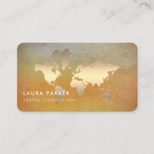 Carte du monde Agent de voyage Watercolor Gold Tou