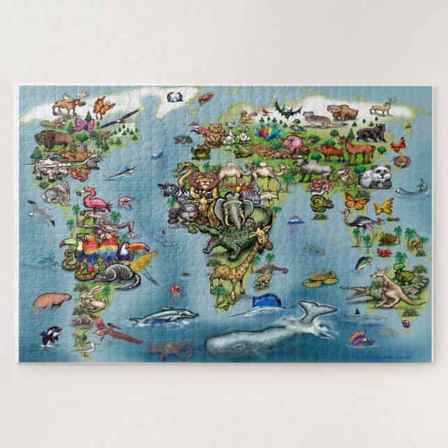 Carte du monde Animaux Jigsaw Puzzle (Horizontal)